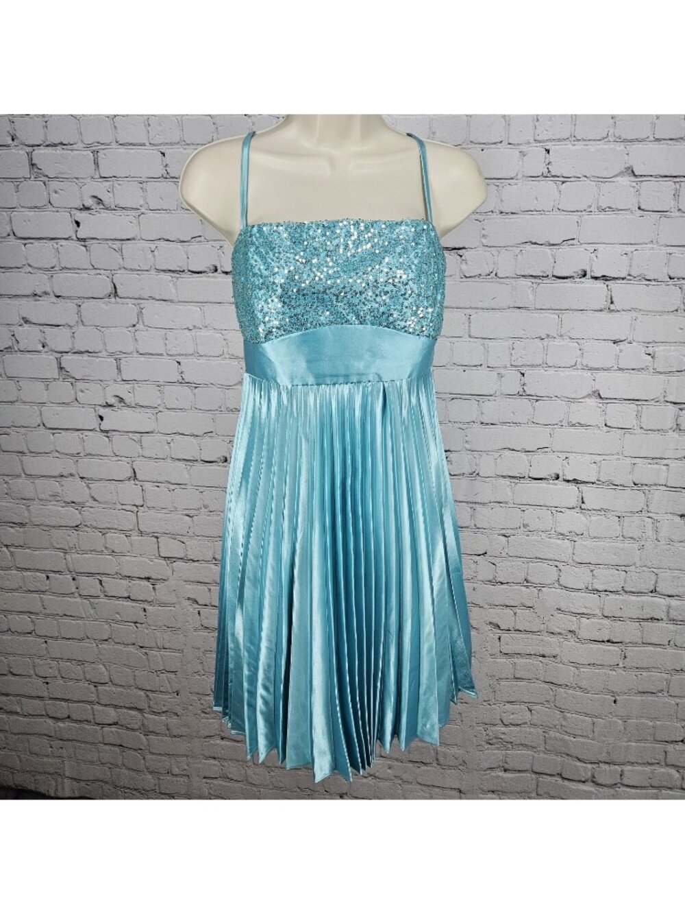 Jessica McClintock Gunne Sax Accordion  Strappy Back Sequin Short Dress USA 11
